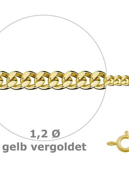 1,2 mm Panzerrkette ca. 45 cm,, echt Sterling Silber 925/- vergoldet - Essen