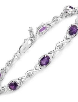 Vira Jewels Armband 925-Sterling Silber rhodiniert Glänzend Amethyst lila