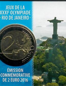 2 Euro Belgien 2016, Sondermünze "Rio" in coin card - Mönchengladbach