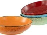 CreaTable Schale Nature Collection, Poke Bowl, Ø 22,5 cm, 4-tlg, Steinzeug, (Set, 4-tlg), Handwerklicher Look, Vintage, Höhe 6 cm