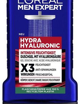 L'ORÉAL PARIS MEN EXPERT Duschgel L'Oréal Men Expert Hydra Hyaluronic Duschgel, 6-tlg., Feuchtigkeitsspendend, mildert Spannungen, mit Zitrusnote.