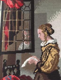 GOBELINBILD *LESENDE FRAU* HANDARBEIT - Großostheim