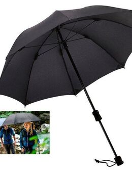EuroSCHIRM® Stockregenschirm Swing handsfree, schwarz, verlängerbarer Schaft, handfrei tragbar