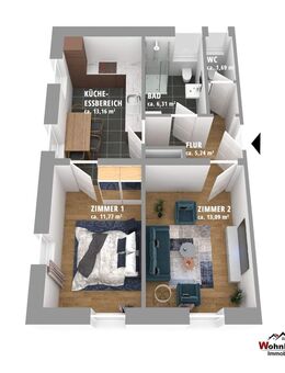 Provisionsfrei+++Modernisierte 2-Zimmer-Wohnung in Lauchheim+++ - Lauchheim