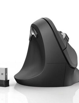 Hama Computermaus kabellos für Linkshänder, ergonomisch, vertikal, schwarz ergonomische Maus (Funk, Funkmaus, DPI Schalter, Browser Tasten, USB Empfänger)