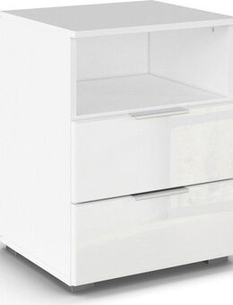 rauch Nachtkommode Nachttisch Nachtschrank Nachtkonsole AGORDO mit Glasfront (in zwei Griff-Farben), mit 2 Schubladen und Nische für viel Stauraum MADE IN GERMANY