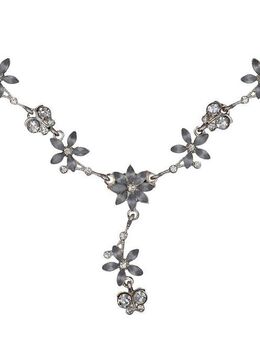 Steuer Collierkettchen Metall Y-Collier silberf. Mit Blumen und Schmetterlingen