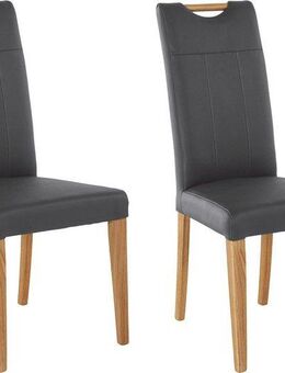 Home affaire Esszimmerstuhl Roberta (Set, 2 St), mit Bezug aus Echtleder und Gestell aus Eiche Massivholz