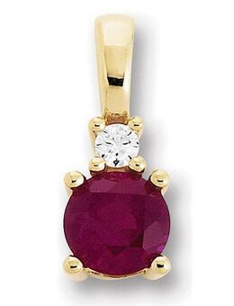 Vivance Kettenanhänger 0.02 ct Diamant Brillant Rubin Anhänger aus 585 Gelbgold, Damen Gold Schmuck
