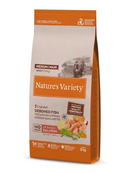 1,5 kg gratis! 12 kg Nature's Variety Medium/Maxi Trockenfutter - No Grain Adult Lachs