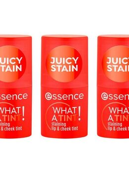 Essence Rouge WHAT A TINT! staining lip & cheek tint, 3-tlg., 3-tlg., glänzend, Balsam, leichte Deckkraft, alle Hauttypen