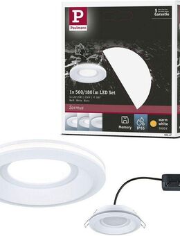 Paulmann LED Einbauleuchte LED Einbauleuchte Sormus IP65 rund 100mm, LED fest integriert, Warmweiß, Memoryfunktion