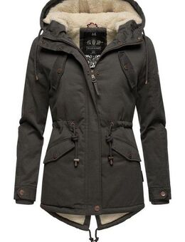 Marikoo Winterjacke Manolya stylischer Kurzmantel mit weichem Teddyfell-Futter