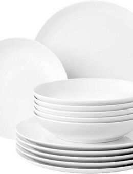 Seltmann Weiden Tafelservice Geschirr-Set Liberty (12-tlg), 6 Personen, Porzellan, Geschirr, Teller Set, weiß, Made in Germany, 12 Teile, für 6 Personen