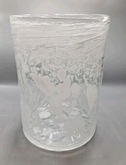 Vase Glas 34cm hoch Durchmesser 24cm Glasvase Glasschale Weiß meliert Windlicht - Essen