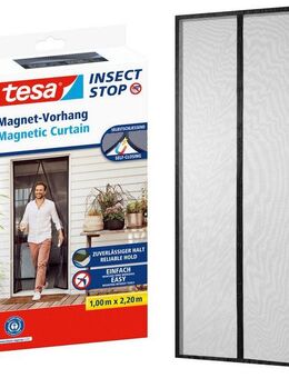 tesa Insektenschutz-Vorhang Insect Stop Magnetvorhang selbstschließend, L - 1,00 m x 2,20 m, (Packung, 1-St., Magnetvorhang, selbstklebendes Klettband), Insektenschutzvorhang mit Magneten - für Balkon- und Terrassentüren