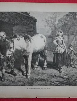 Grafik , Die alte Stute, nach dem Gemälde von John Faed ( 1819 - 1902) schottischer Maler , Pferd / Pferde M58 - Görlitz