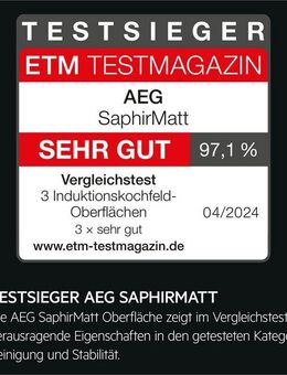 AEG Induktions-Kochfeld Serie 6000 TII84B0FFZ, SaphirMatt-Bis zu 4x kratzresistenter als Standard, Made in Germany