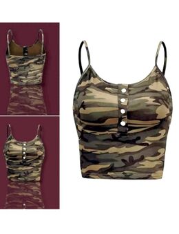 Damen Camouflage Tanktop Kurz Bauchfrei Spaghettiträger Eng Army Trägertop S M L XL 18,90 €* - Villingen-Schwenningen