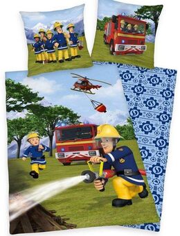 Feuerwehrmann Sam Kinderbettwäsche Feuerwehrmann Sam, Renforcé, 2 teilig, mit Löschzug und Helikopter
