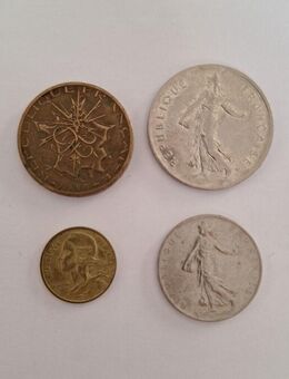 5 Münzen Frankreich 10 Francs 1980, 5 Francs 1973, 1 Franc 1976, 10 Cent, 5 Cent - Essen