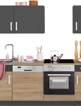 KOCHSTATION Küchenzeile KS-Gera, Breite 210 cm, wahlweise mit E-Geräten, mit Arbeitsplatte