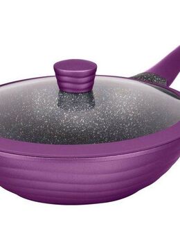 KING Wok NEW~WAVE, Aluminiumguss, Induktion, Antihaftbeschichtung, Glasdeckel mit Silikonrand, 28 cm