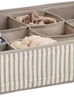 Zeller Present Aufbewahrungsbox Stripes, 12 Fächer, faltbar, Vlies, beige