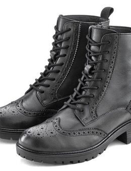 LASCANA Schnürboots Schnürstiefelette, Ankle Boots, Leder, Schnüren & Reißverschluss