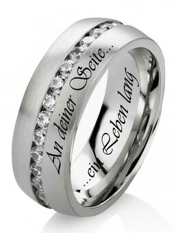 Damenring Edelstahl DE158 mit Zirkonias - Aholming