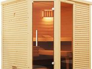 weka Sauna Design-Sauna CUBILIS 2, BxTxH: 198 x 198 x 205 cm, 45 mm, Blockbohlen im wekaLine-Profil, Fensterelement, Ganzglastür