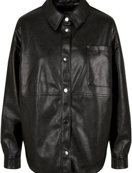 URBAN CLASSICS Hemdbluse Urban Classics Damen Ladies Faux Leather Overshirt