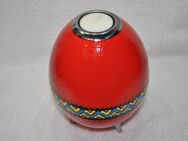 Original afrikanisches Straußenei als Teelichthalter mit Motiv in rot und Motiv - Alzenau