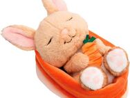 Nici Kuscheltier Sleeping Pets GREEN, Hase mit Karotte 12 cm peach, schlafend im Körbchen