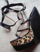 Plateau Sandaletten Animalprint High Heels Gr 40 in 15806