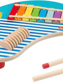 Fisher-Price® Spielzeug-Musikinstrument Holz-Musiktisch mit Percussion-Instrumenten