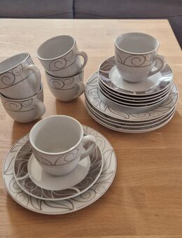 Schönes neuwertiges 18tlg.Kaffeeset v.Grenoble Farbe Grauweiss - Aurich