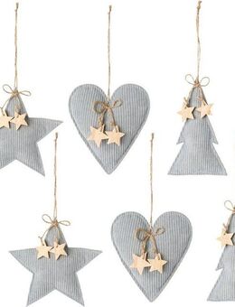 Creativ deco Baumbehang Weihnachtsdeko, Dekohänger (6 St), 3 Styles mit den Maßen ca. 14x14x2,5/18x11,5x2,5/17,5x17,5x2,5 cm