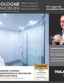 NEU SANIERTE MODERNE 3-ZIMMERWOHNUNG MIT KLIMA UND KÜCHE IN FRECHEN-BACHEM BEI KÖLN - Frechen