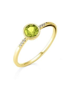 Orolino Fingerring Gold 585 mit 6x Brillant zus. 0,025ct. und Peridot