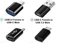 OTG Adapter USB 3.0 Typ A & C, USB 2.0 MicroUSB Typ B, 4er Set, vier Anschlusskombinationen, Netzteilladung, Datenübertragung, Speicherkartenleser, Kamera, Mobiltelefon, Tablet, Notebook, PC in 90763