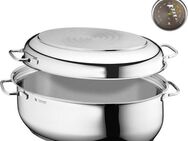 WMF Bräter Schmortopf Induktion, Cromargan® Edelstahl Rostfrei 18/10 (1-tlg), Deckel als induktionspfanne nutzbar, inklusive Fleischthermometer