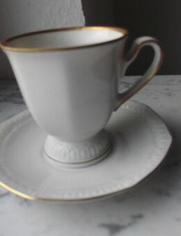 Weimar-Porzellan Mokka-Tasse weiß gold Espressotasse Mokkatasse DDR Vintage 5,- - Flensburg