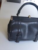 Damen Vintage Büffelleder Handtasche schwarz in 30659