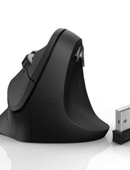 Hama Ergonomische vertikale Funkmaus für PC Laptop, ohne Kabel, Schwarz ergonomische Maus (Funk, USB, Vorbeugung Tennisarm/Mausarm)