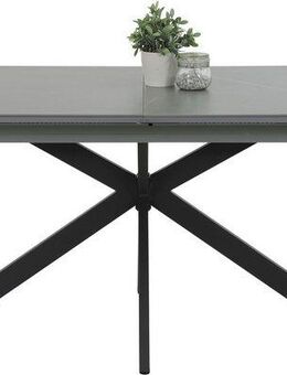 HELA Esstisch CHIARA Ausziehtisch 160 - 200 cm mit pflegeleichter Steinoberfläche (1-St), X-Gestell, Synchronauszug, elegante Schweizer Kante