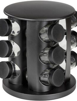 WENKO Gewürzkarussell Modell Bruna, (Set, 13-tlg), 360° drehbares Gewürzregal mit 12 Gewürzgläsern und Stickern