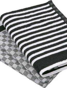 ROSS Geschirrtuch Exclusiv, (Set, 3-tlg), 1x Küchen-Frottiertuch (Streifen) und 2 Geschirrtücher (Karodesign)