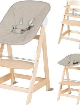 roba® Hochstuhl Born Up, natur, mit Neugeborenen-Aufsatz, greyish gesteppt (Set)