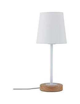 Paulmann Tischleuchte Neordic Stellan max.1x20W E27 Weiß/Holz 230V Stoff/Metall, ohne Leuchtmittel